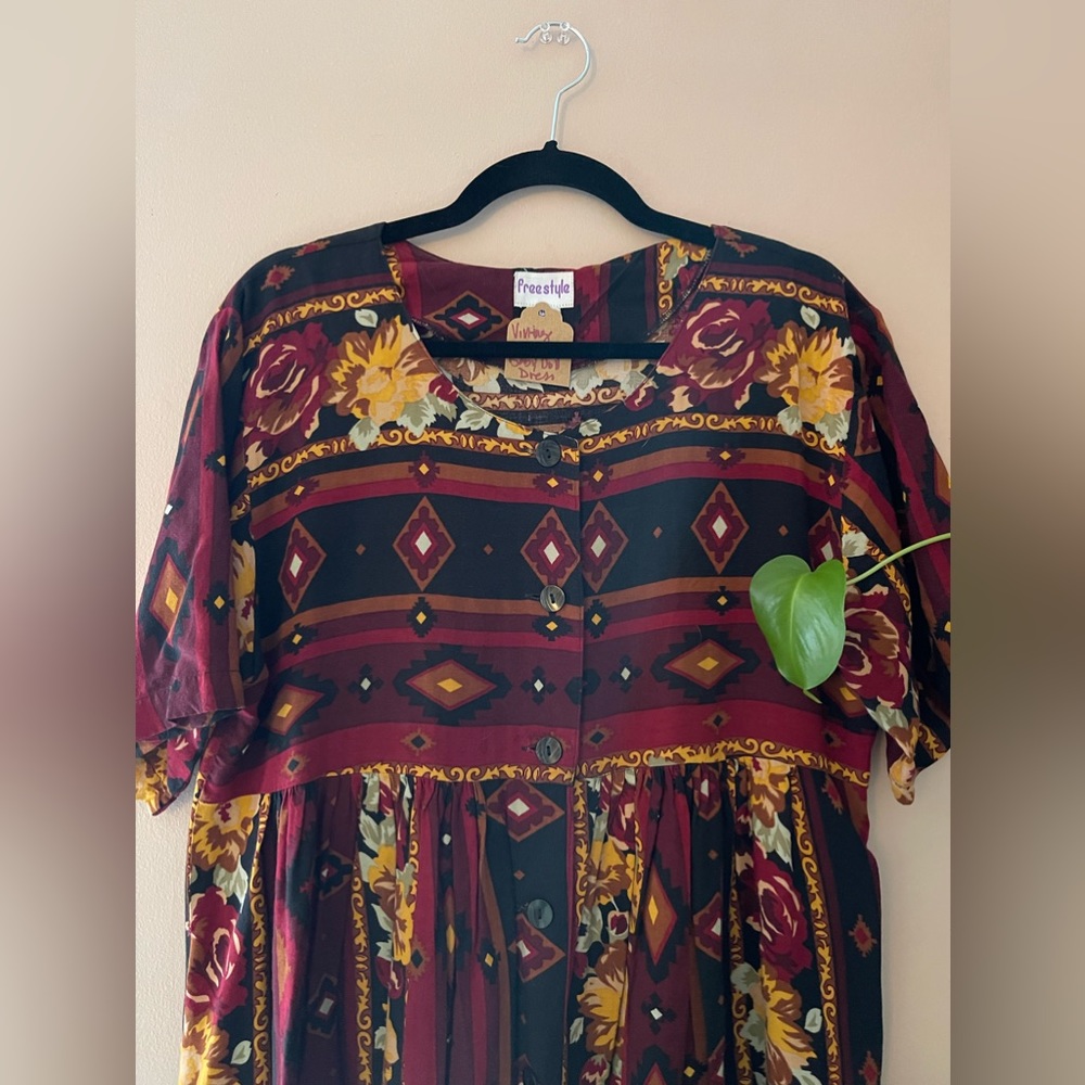 Vintage Tribal Print Baby Doll Dress